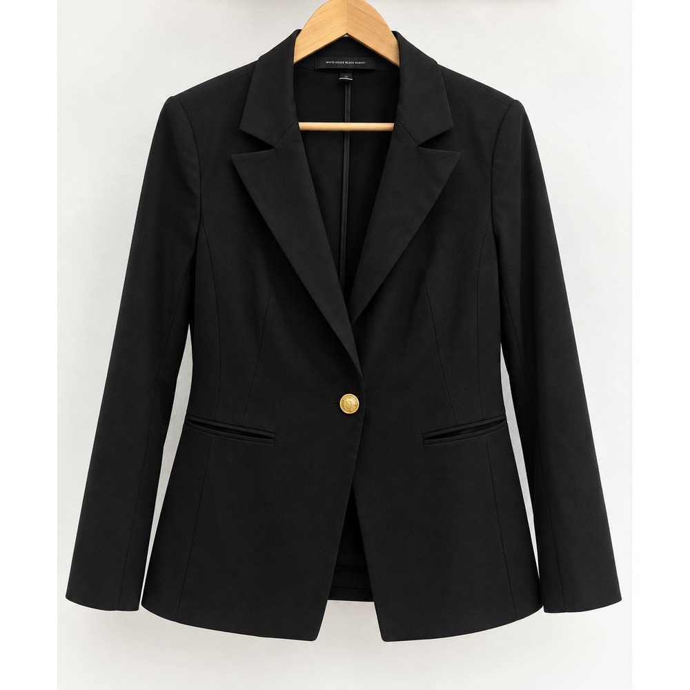 Lane Bryant The Bryant Blazer Black Gold Button Single Breasted Jacket 16 Career